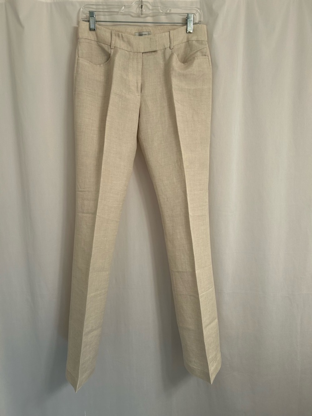Tahari Natural Beige Linen-Blend Pants